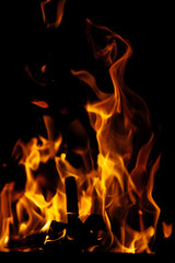 Obraz premium Fire on black background.