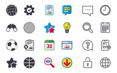 Sport balls. Volleyball, Basketball, Soccer.