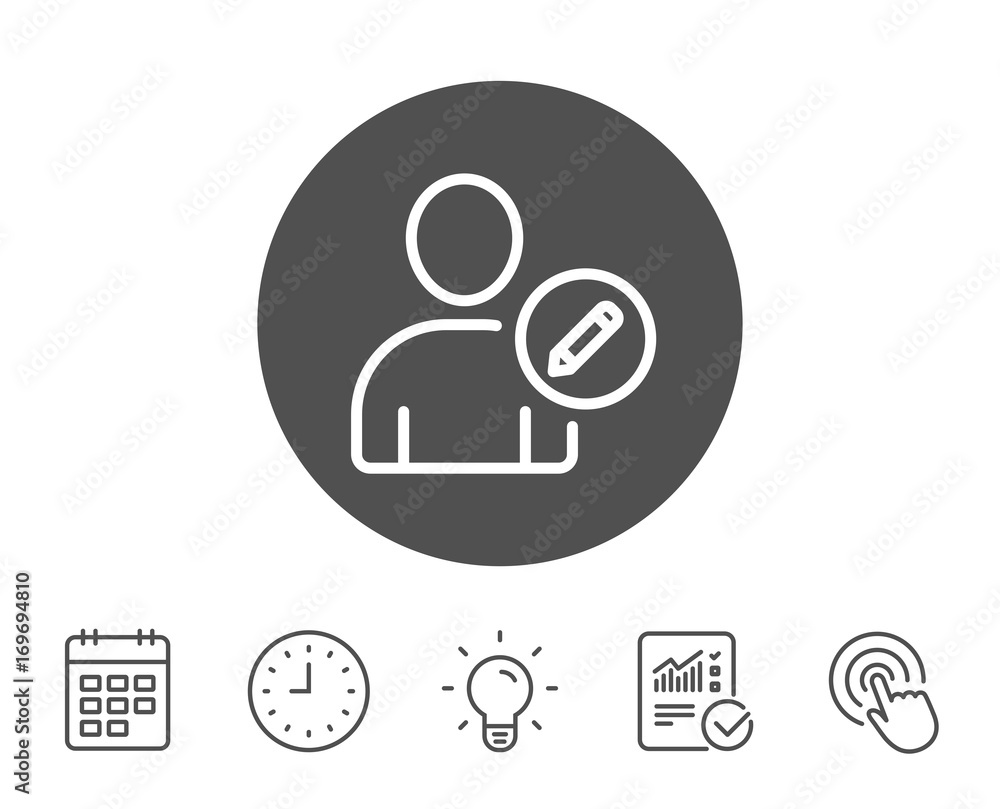 Poster edit user line icon. profile avatar sign.