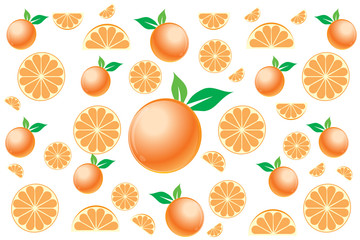 Graphic Oranges, On a white background pattern, Vector illustration