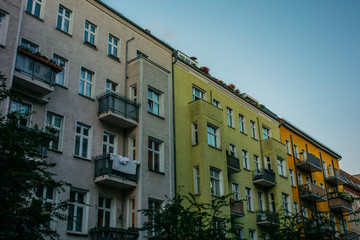 low colored picture of row apartment buildings in berlin