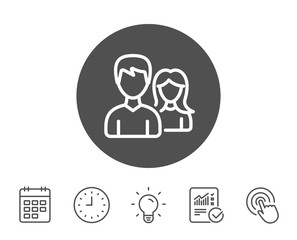 Couple line icon. Users or Teamwork sign.