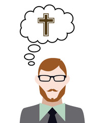 Person denkt an christliches Kreuz