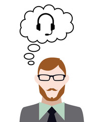 Person denkt an Headset