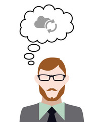 Person denkt an Wolke Synchronisation