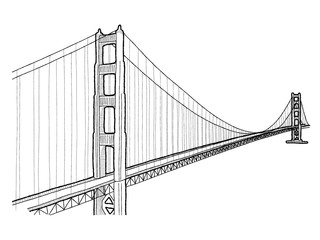 Golden Gate Bridge Vector Illustration Landmark Cartoon Art