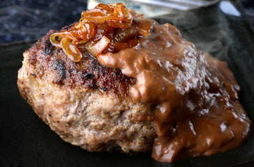 Hamburger steak in Japanese style or hambagu.