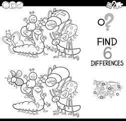 spot the difference with insects coloring book