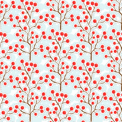 Autumn berry pattern. Autumn seamless background for textile fabric design.
