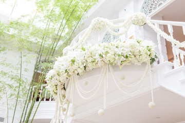 Flower decoration in vintage and elegant wedding hall