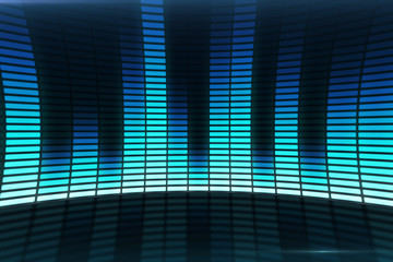 Sound wave. 3d Illustration of a blue music equalizer.