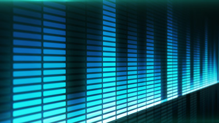 Sound wave. 3d Illustration of a blue music equalizer.