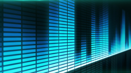 Sound wave. 3d Illustration of a blue music equalizer.
