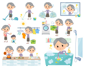 Purple clothes grandmother_Housekeeping