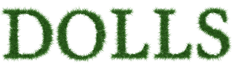 Dolls - 3D rendering fresh Grass letters isolated on whhite background.