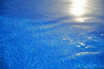 Ripple of water in the pool with sunny reflections, summer time, water waves