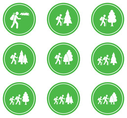 Hiking icons set