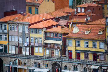 Porto, Portugal - July 2017. The Douro River and the Ribeira District which is the most famous part of Porto