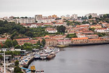 Fototapeta na wymiar Porto, Portugal - July 2017. Panoramic view of Douro river at Porto, Portugal
