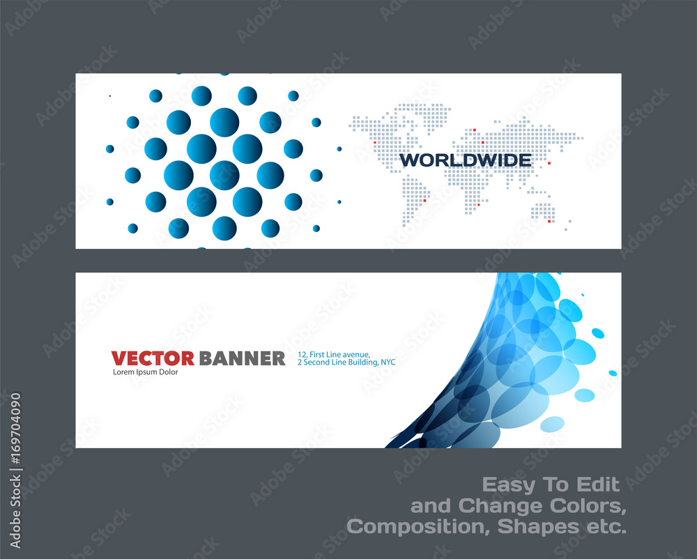 Wall mural abstract vector set of modern horizontal website banners