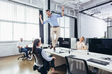 excited business colleagues