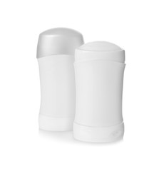 Female deodorants on white background