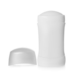 Female deodorant on white background