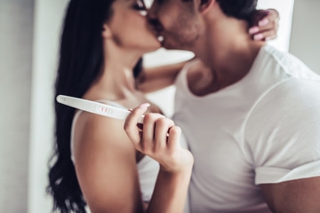 Couple with pregnancy test