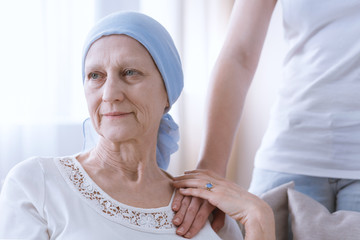 Hopeful woman battling with cancer
