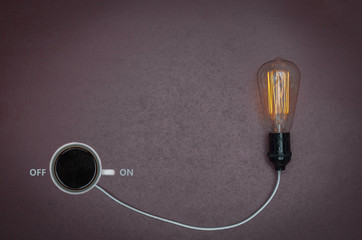 A energia do café, cafeína, conceito de ideia, inspiração, criatividade.