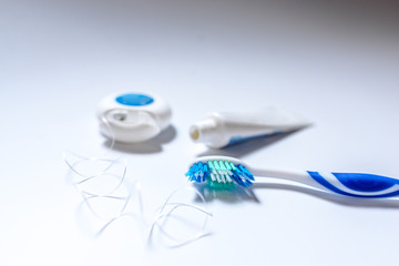 Dental care products: toothbrush, paste and dental floss