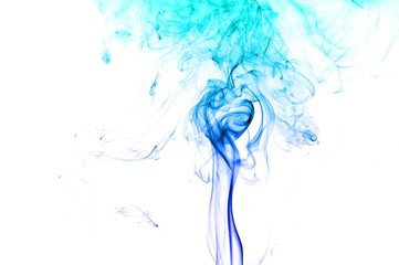 Abstract Light blue smoke on white background, Light blue background,Light blue ink background