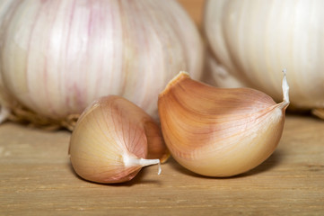 Garlic cloves and bulbs 