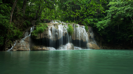 Fototapeta na wymiar Erawan waterfall located Khanchanaburi province, Thailand