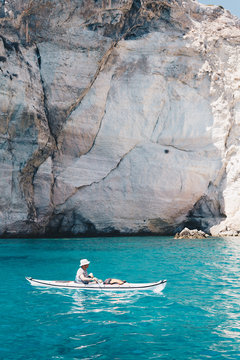 A Middle Aged Man Kayaking