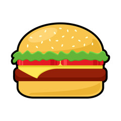 Colorful cheeseburger, vector illustration