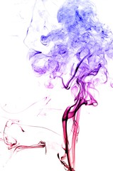 Abstract colorful smoke on white background, smoke background,colorful ink background,red, Blue,beautiful color smoke