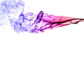 Abstract colorful smoke on white background, smoke background,colorful ink background,red, Blue,beautiful color smoke