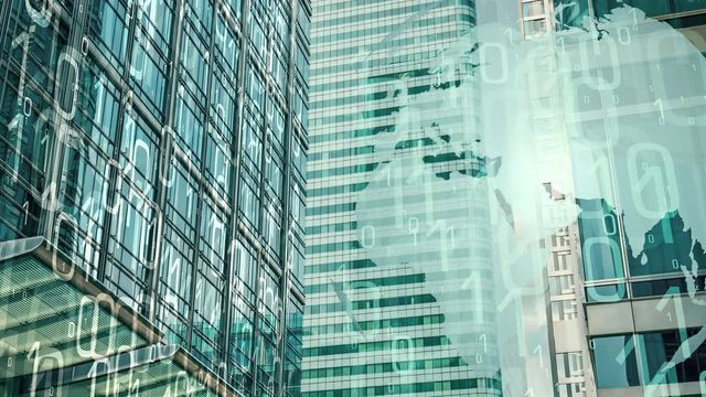 Banks office buildings, cyber world security