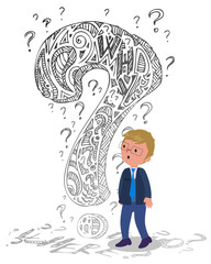 Businessman with interrogation mark concept vector