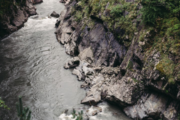 The riverbed of river among the rocks, mountain canyon, natural landscape
