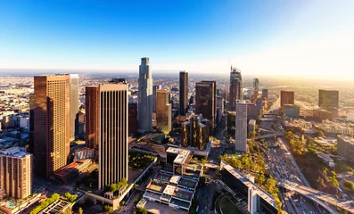 Wandcirkels plexiglas Luchtfoto van een Downtown Los Angeles © Tierney