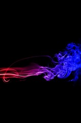 Abstract colorful smoke on black background, smoke background,colorful ink background,red and Blue fire,beautiful color smoke