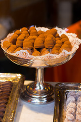 Chocolate truffles with sweet cream inside