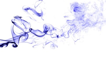 Abstract blue smoke on white background, blue background,blue ink background