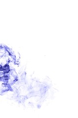Abstract blue smoke on white background, blue background,blue ink background