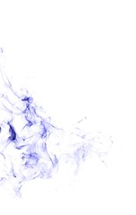 Abstract blue smoke on white background, blue background,blue ink background