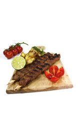 Isolated spicy middle eastern kebab meat plate