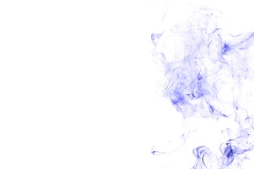Abstract blue smoke on white background, blue background,blue ink background