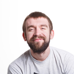 Fototapeta premium Man expressing wonder and happiness on face